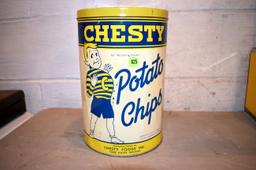Chesty Potato Chips Tin, 11'' Tall
