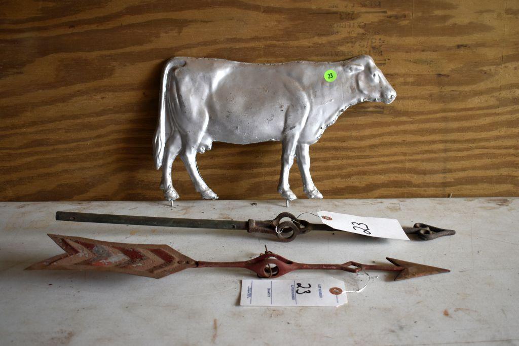 Pot Metal Cow 14.5'' Long By 9'' Tall,  With 21.5'' Vane And 19'' Vane