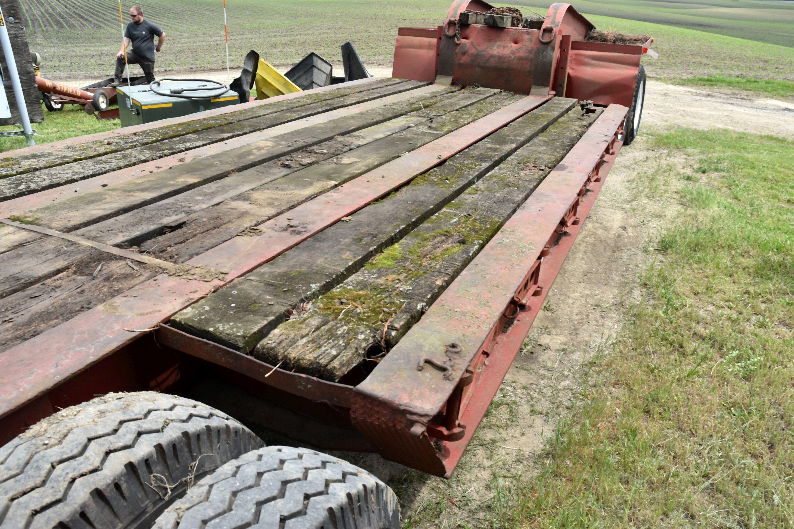 1965 Lo-Boy Semi Trailer With Front Dolly, Draw Bar Hitch, 23’ With 5’ Beaver Tail, Dolly Has Frozen