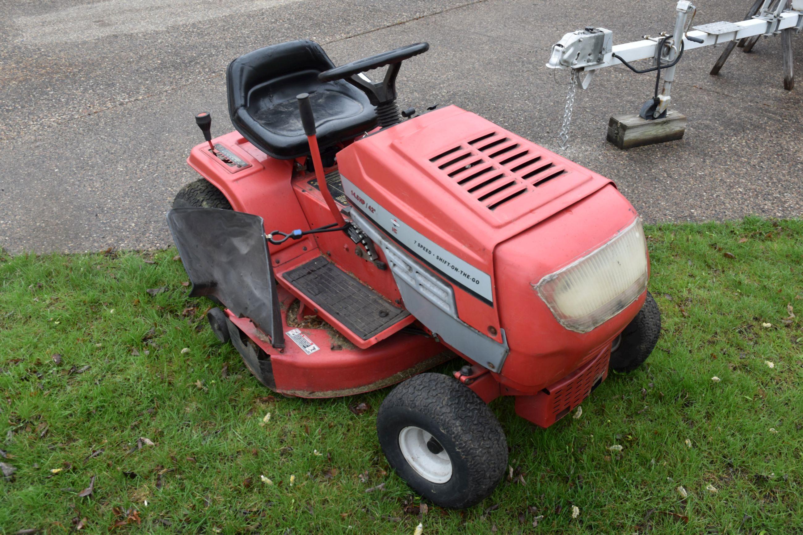 MTD Riding Lawnmower, 14.5HP Motor, 42'' Deck, 7 Speed Shift On The Go