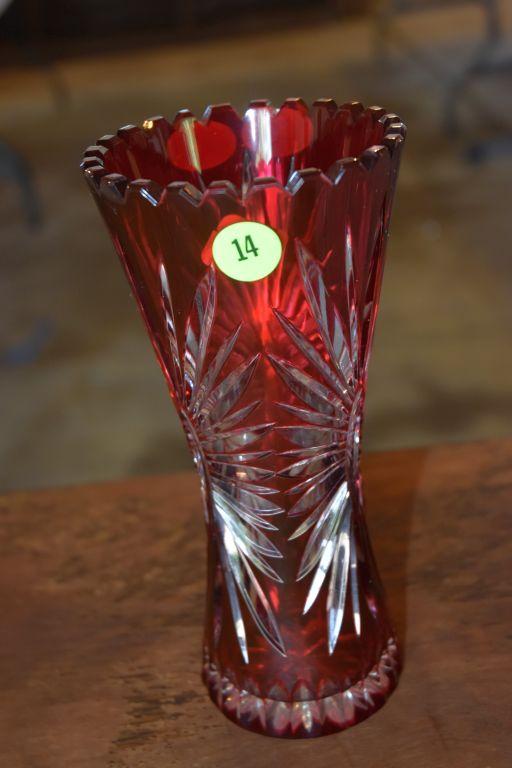 Red Cut Crystal Vase