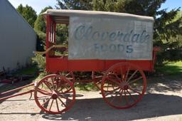 Nice Original “Cloverdale Foods” Wooden Wheel Horse Delivery Wagon