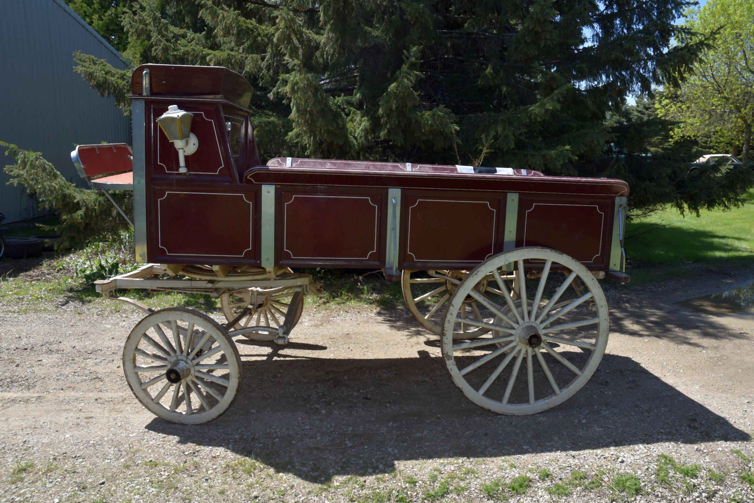 Custom Built Horse Parade Wagon, High Seat, Wooden Wheels, Up To A 6 Horse Pole