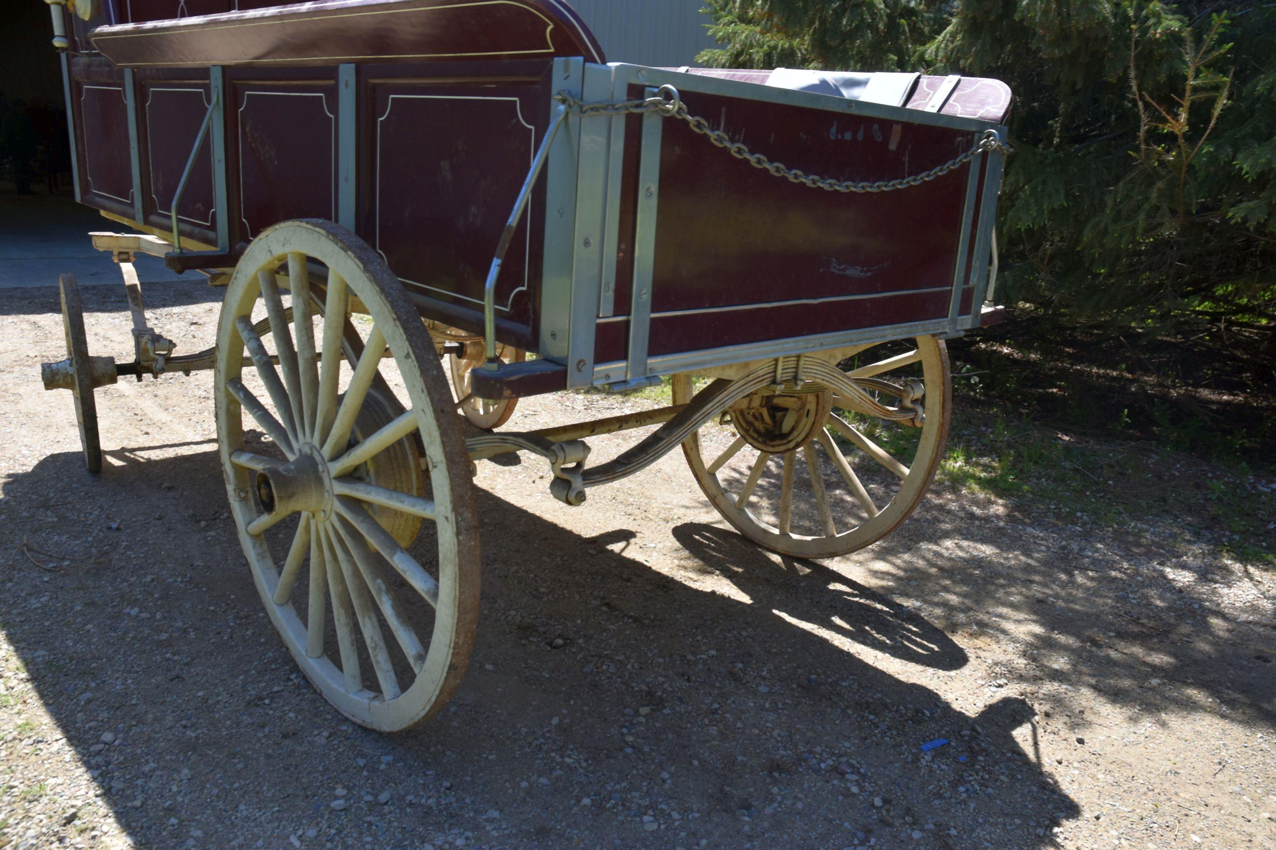 Custom Built Horse Parade Wagon, High Seat, Wooden Wheels, Up To A 6 Horse Pole