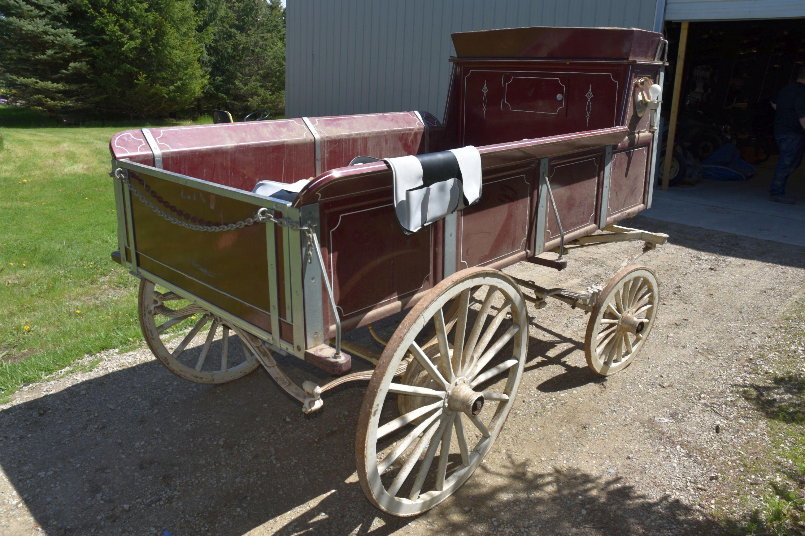 Custom Built Horse Parade Wagon, High Seat, Wooden Wheels, Up To A 6 Horse Pole
