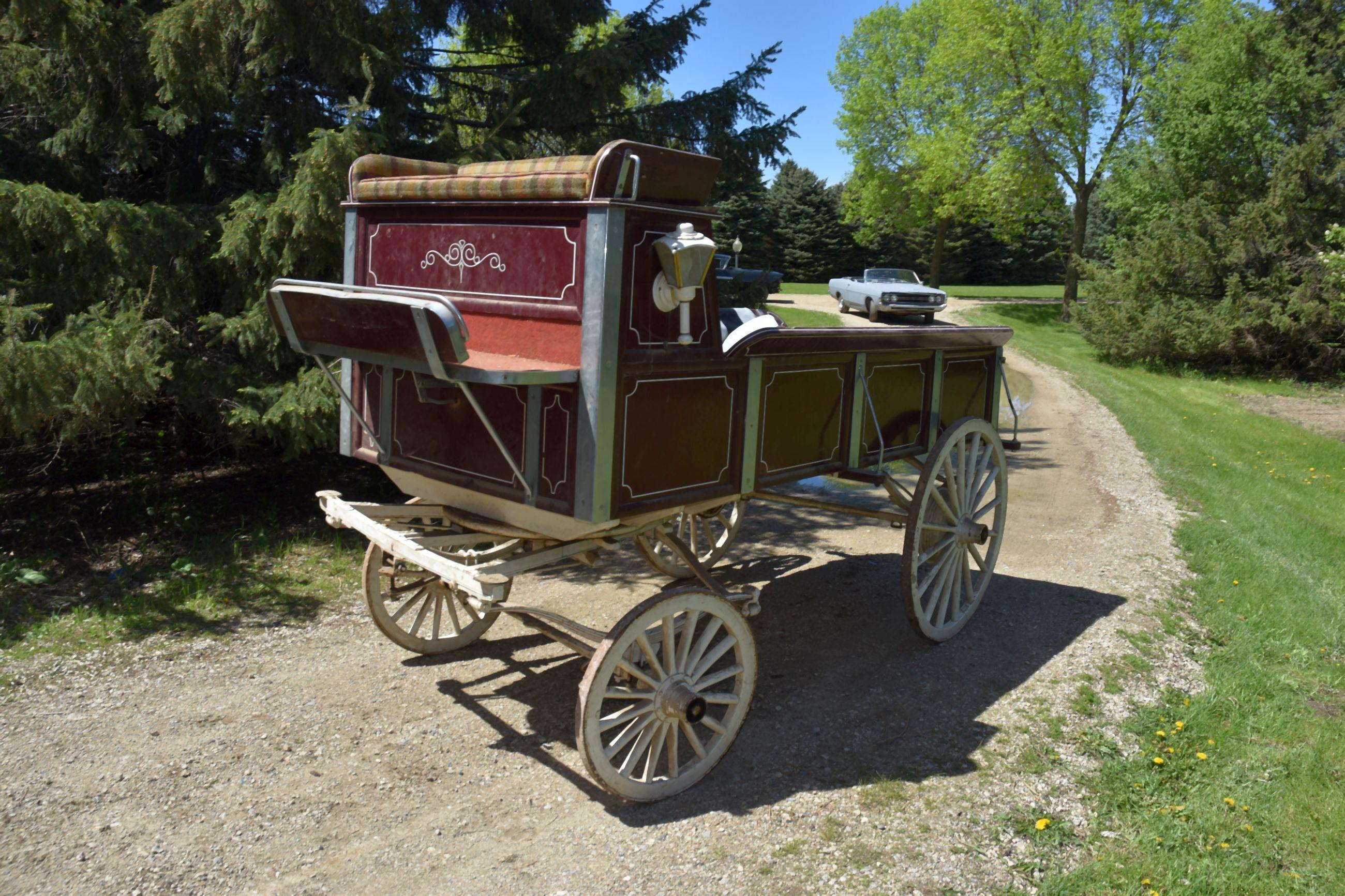 Custom Built Horse Parade Wagon, High Seat, Wooden Wheels, Up To A 6 Horse Pole