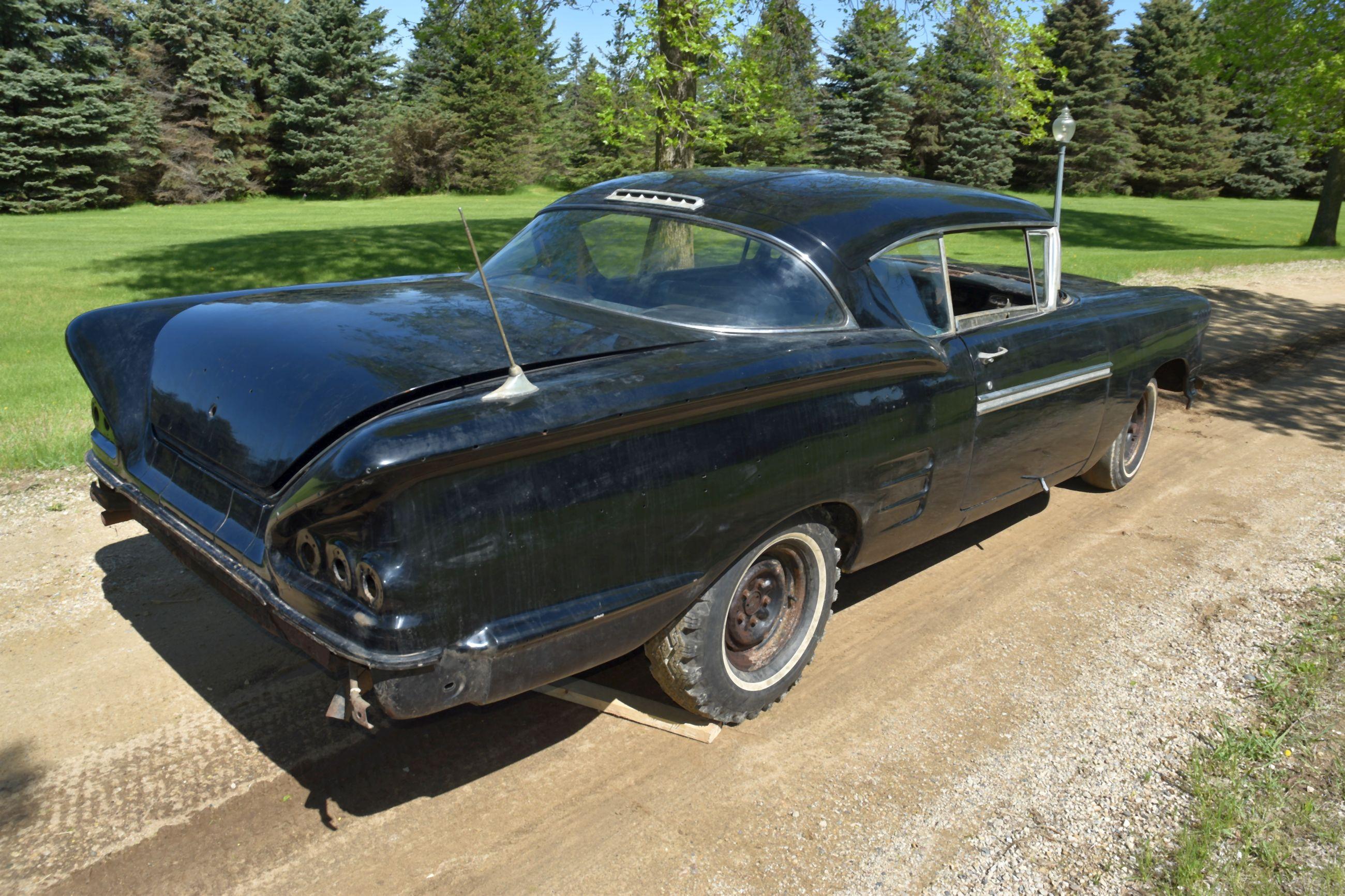 1958 Chevy Impala, 348 Power Glide, 2 Door, Motor Stuck, Many Extra Parts And Trim, Has Title