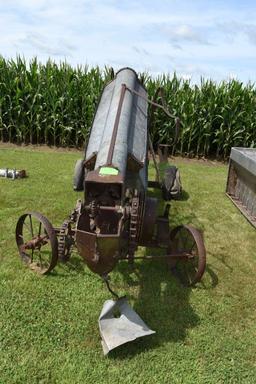 Steel Wheel Auger With Hopper, International Harvester LA 3 to 5 HP Hit And Miss Engine, Motor Free,