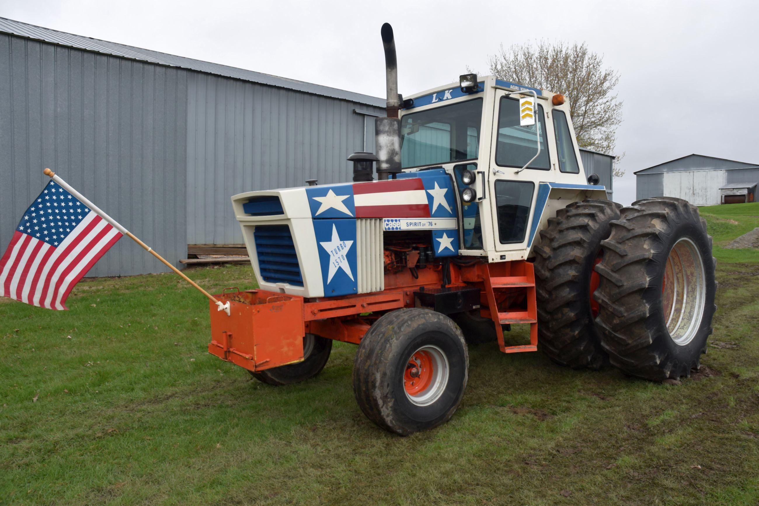 Case 1570 “Spirit of 76” 2WD Tractor, 8591 Hours, Cab, 20.8x38 Axle Duals, PTO, 3pt, QH, 2 Hyd, SN:8