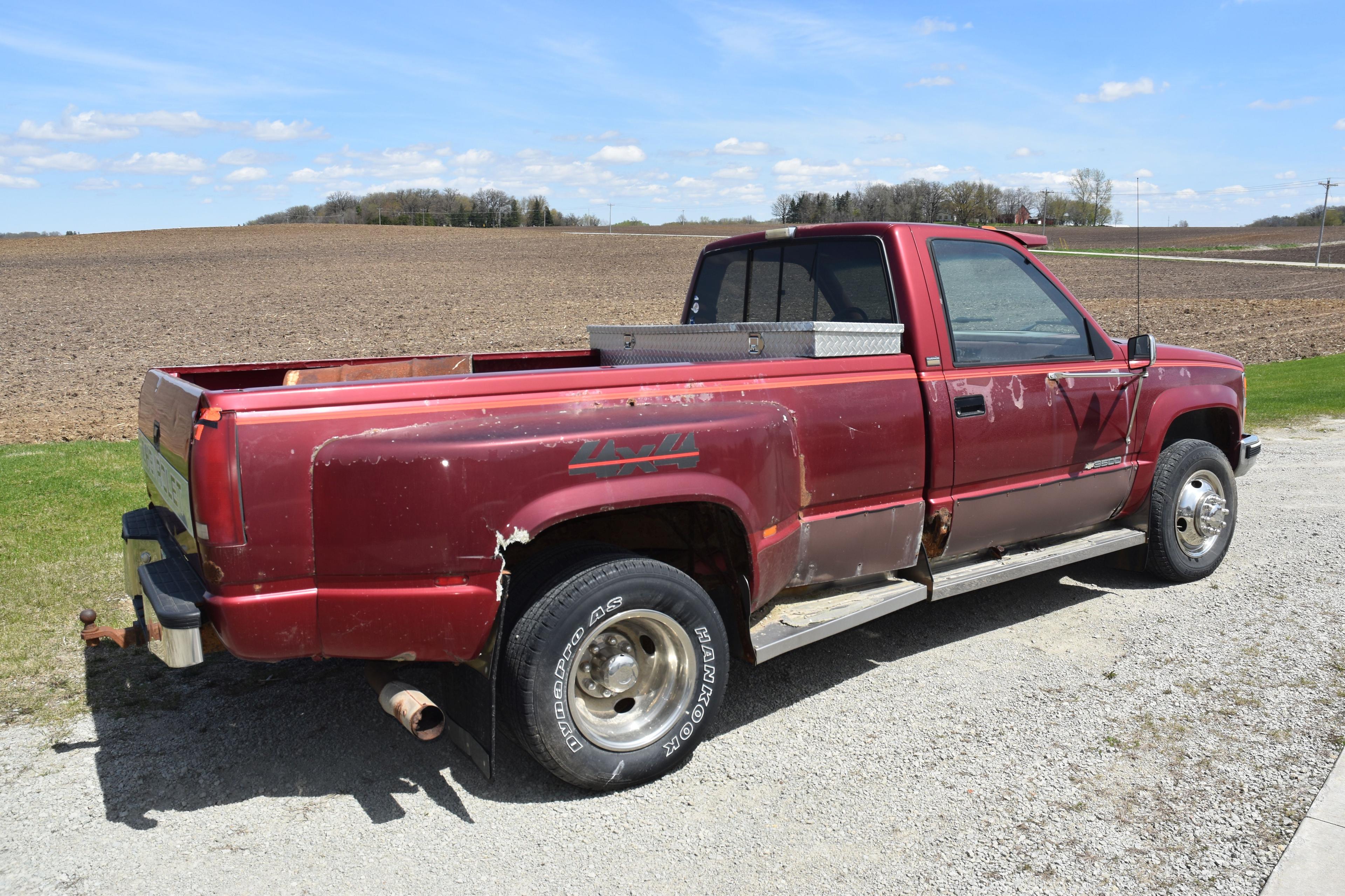 1991 Chevy 3500 Dually Pickup, Reg. Cab, Long Box, 454V8, Auto, 257,500 Miles, Cloth Interior, Runs