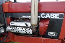 1974 IHC 1468, V8 Diesel, 18.4x38, Cab, 3pt, Dual PTO, Good TA, 5493 Hours, AC Compressor Locked Up,