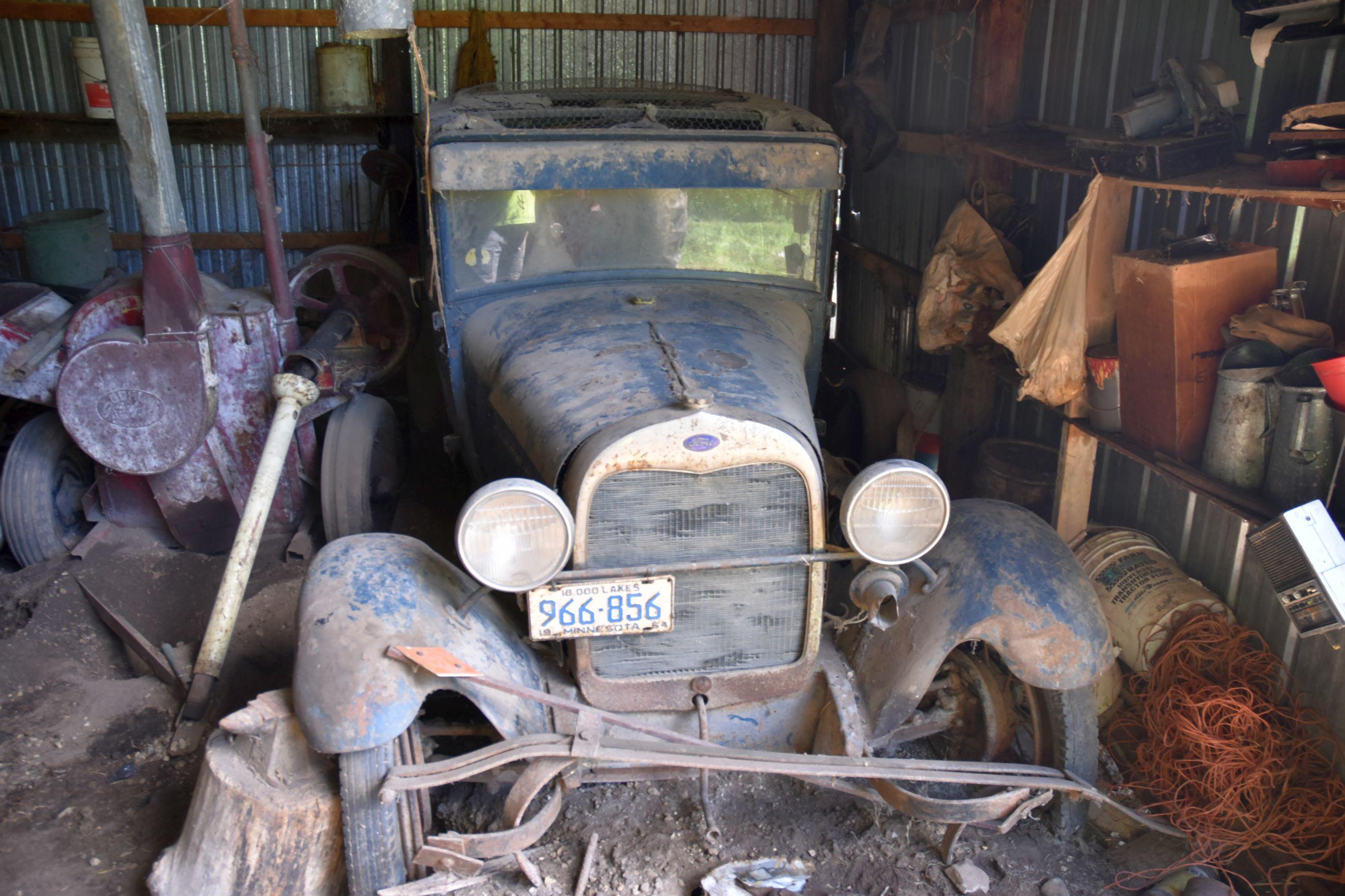 1929 Ford Model A, 2 Door Sedan, Poor Top,Non-Running, All Tires Are Bad, Has Been Sitting For Many
