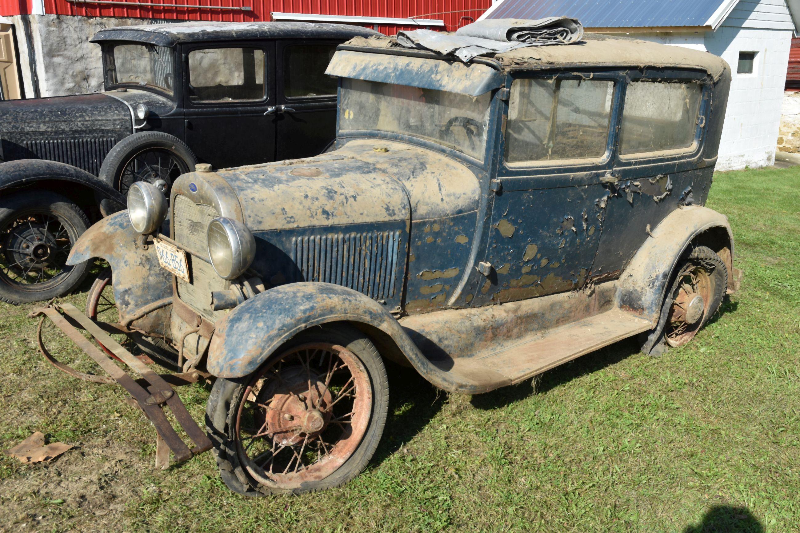 1929 Ford Model A, 2 Door Sedan, Poor Top,Non-Running, All Tires Are Bad, Has Been Sitting For Many