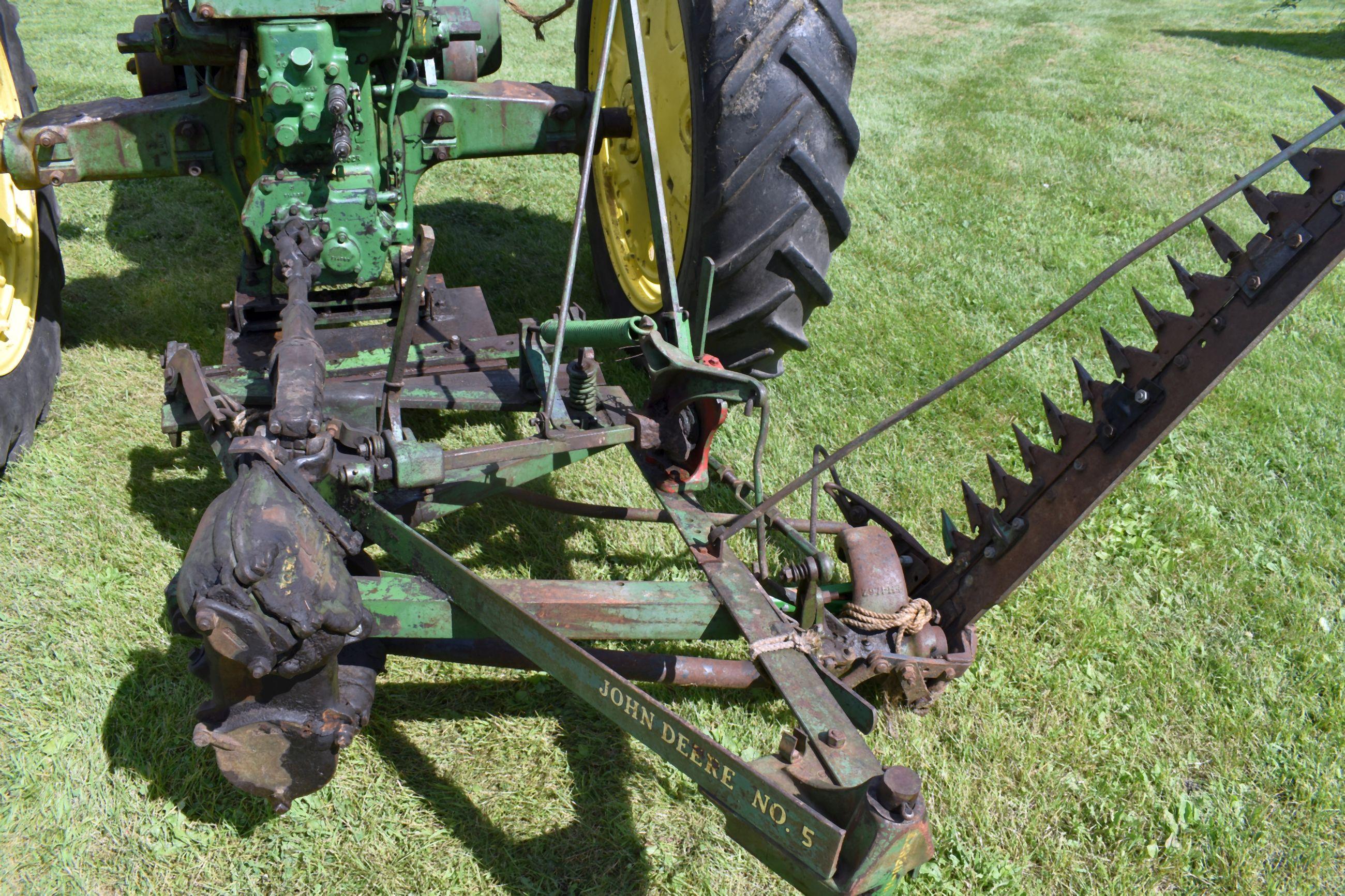 John Deere 60, N/F, Gas, Power Steering, Rock Shaft, With JD No.5 Sickle Mower 6', PTO, Single Hydra