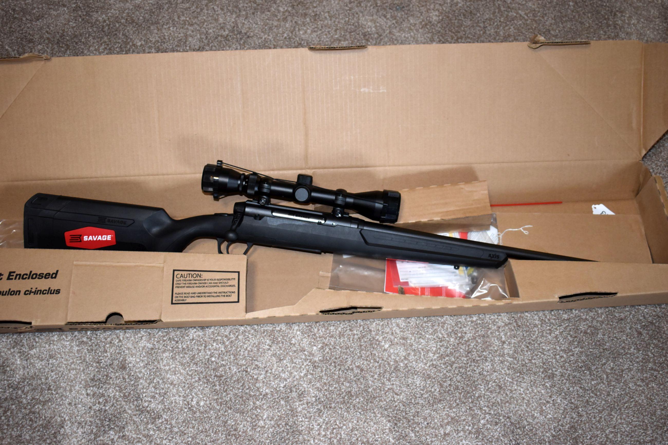 Savage Axis Bolt Action Rifle, 6.5 Creedmoor Cal., Synthetic, Weaver 3x9-40 Scope, Appears New With