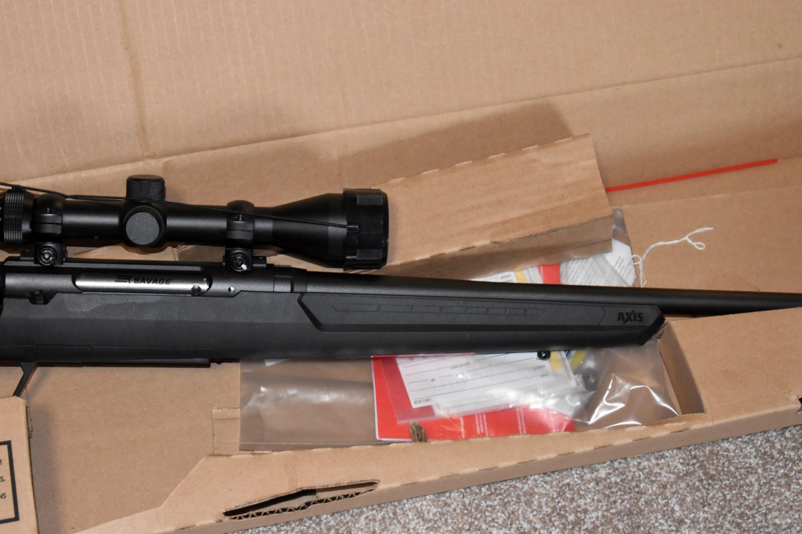 Savage Axis Bolt Action Rifle, 6.5 Creedmoor Cal., Synthetic, Weaver 3x9-40 Scope, Appears New With