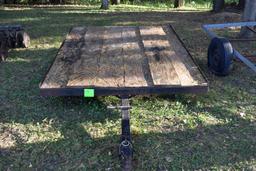 1980 Shopbuilt Single Axle Tilt Bed Snowmobile Trailer, Has Title, 72'' Wide, 96'' Long, Good Wood F