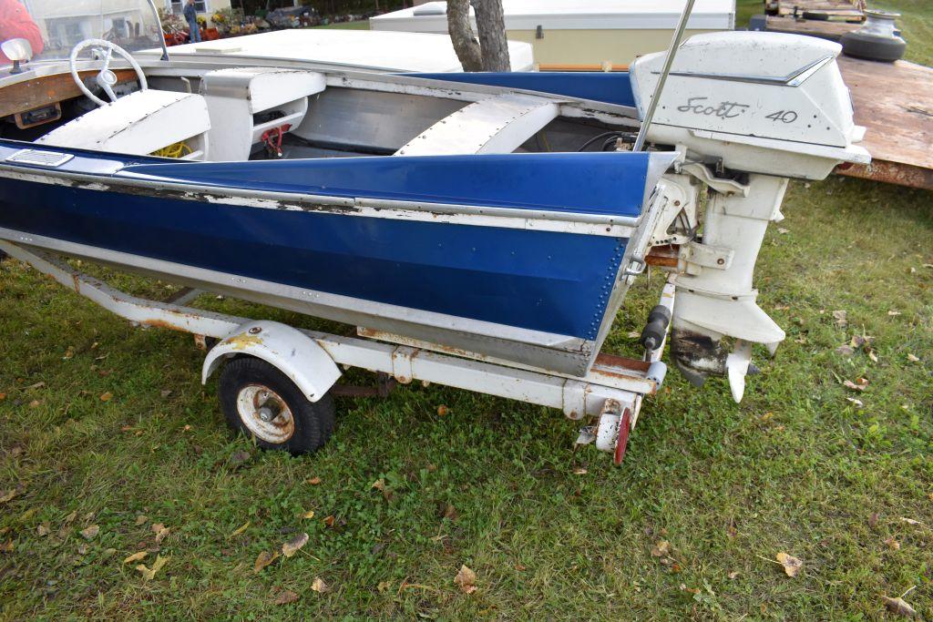 1970 Aluminum 14' Boat On Single Axle Trailer, Trailer & Boat Have Title, Steering Console, Bench Se