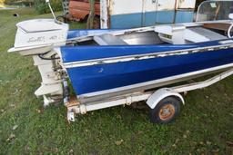 1970 Aluminum 14' Boat On Single Axle Trailer, Trailer & Boat Have Title, Steering Console, Bench Se