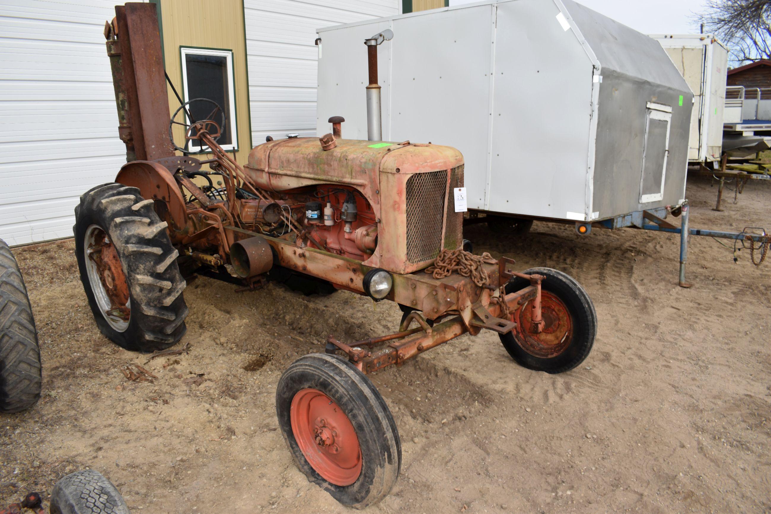 Allis Chalmers WD Gas Tractor, W/F, 13.6x28 Tires, Fender W/ PTO Vertical Log Splitter, PTO, 3 Point