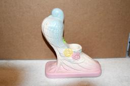 Hull Pottery Open Rose Doves Candleholder 117, 6.5"