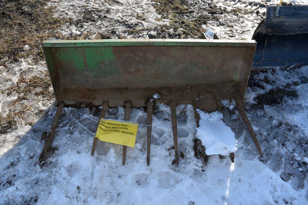 60" Manure Tine Bucket With John Deere Loader Mou