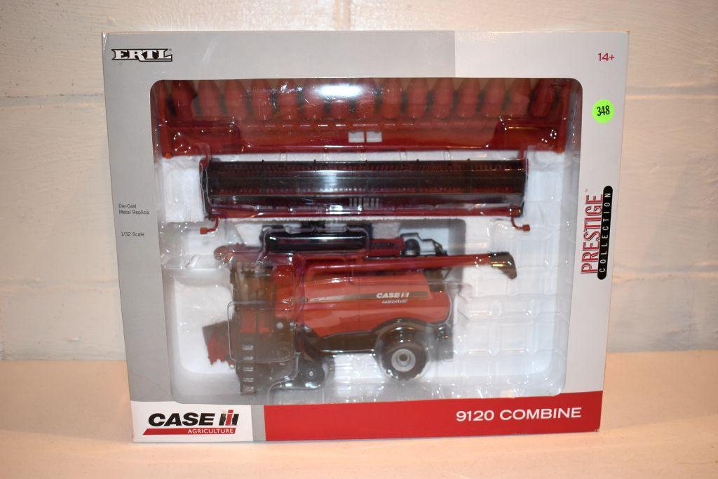 Ertl Prestige Collection Case IH Axial Flow 9120 Combine With Tracks, With Corn And Bean Head, 1/32n