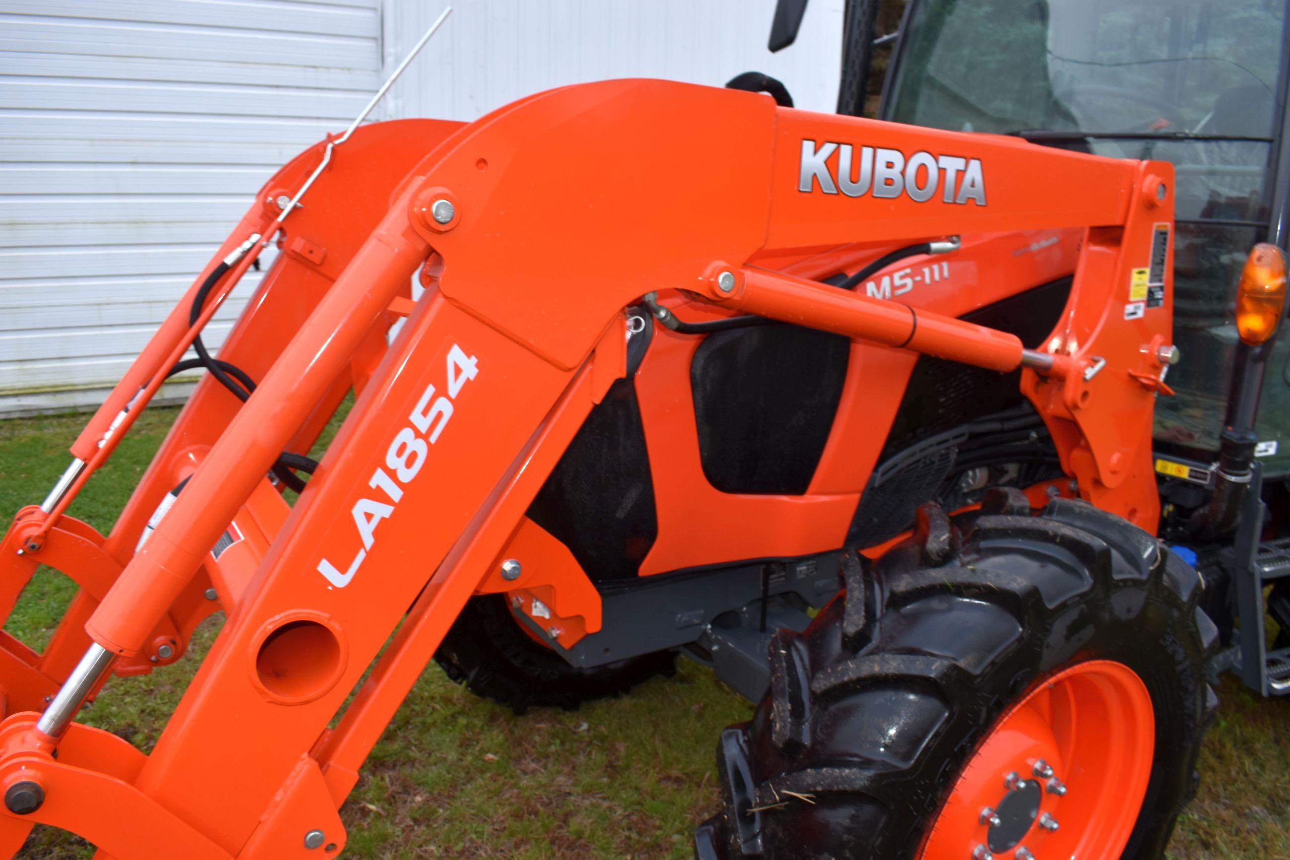 2018 Kubota M5-111 MFWD, Full Cab With LA1854 Hyd Loader With Universal Skid Plate, 83” Bucket, 320/