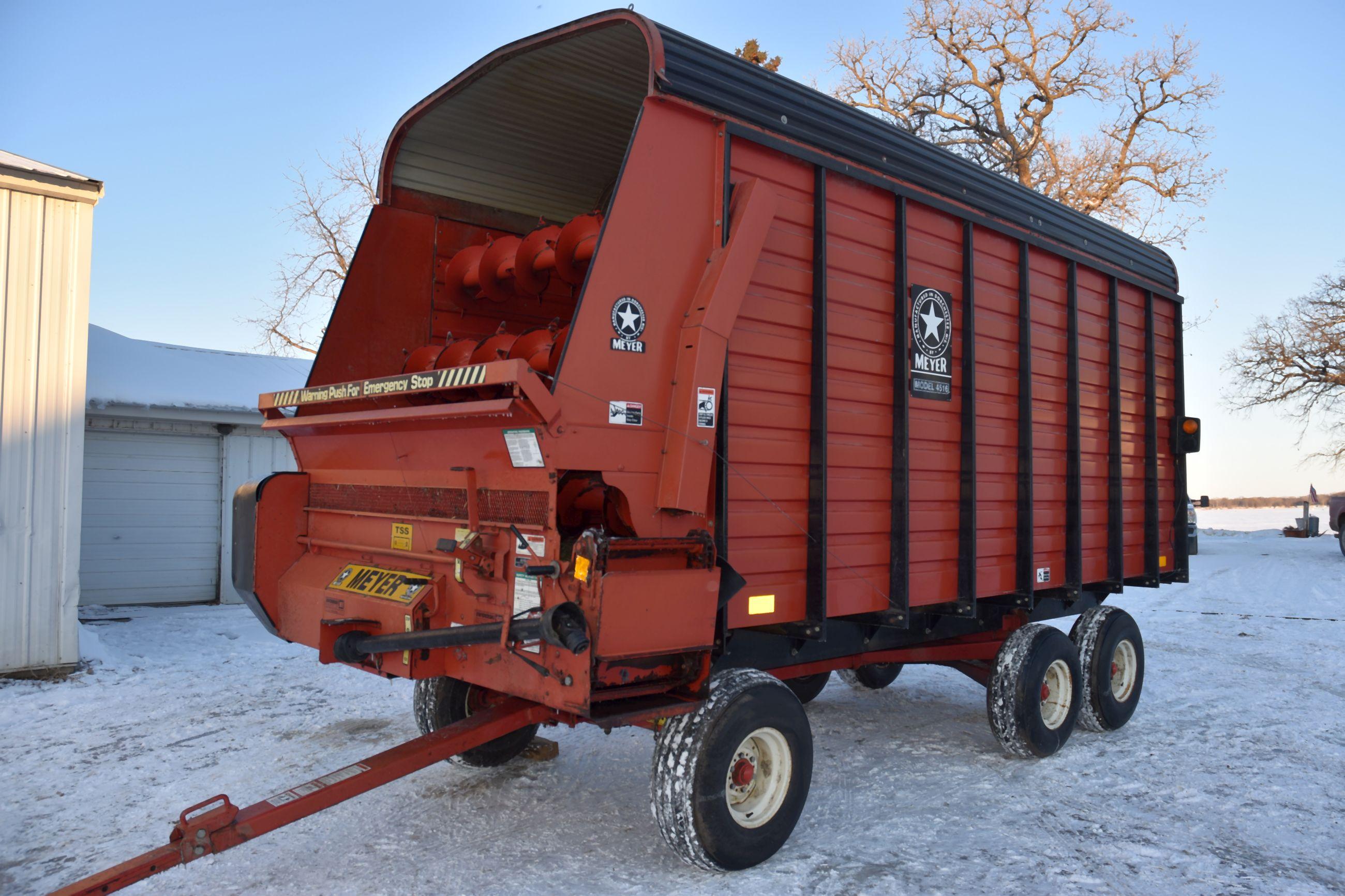 Meyers 4516 TSS Forage Box, 16’, Unload Extension With Meyers 1200 Series Running Gear, 12 Ton Tande