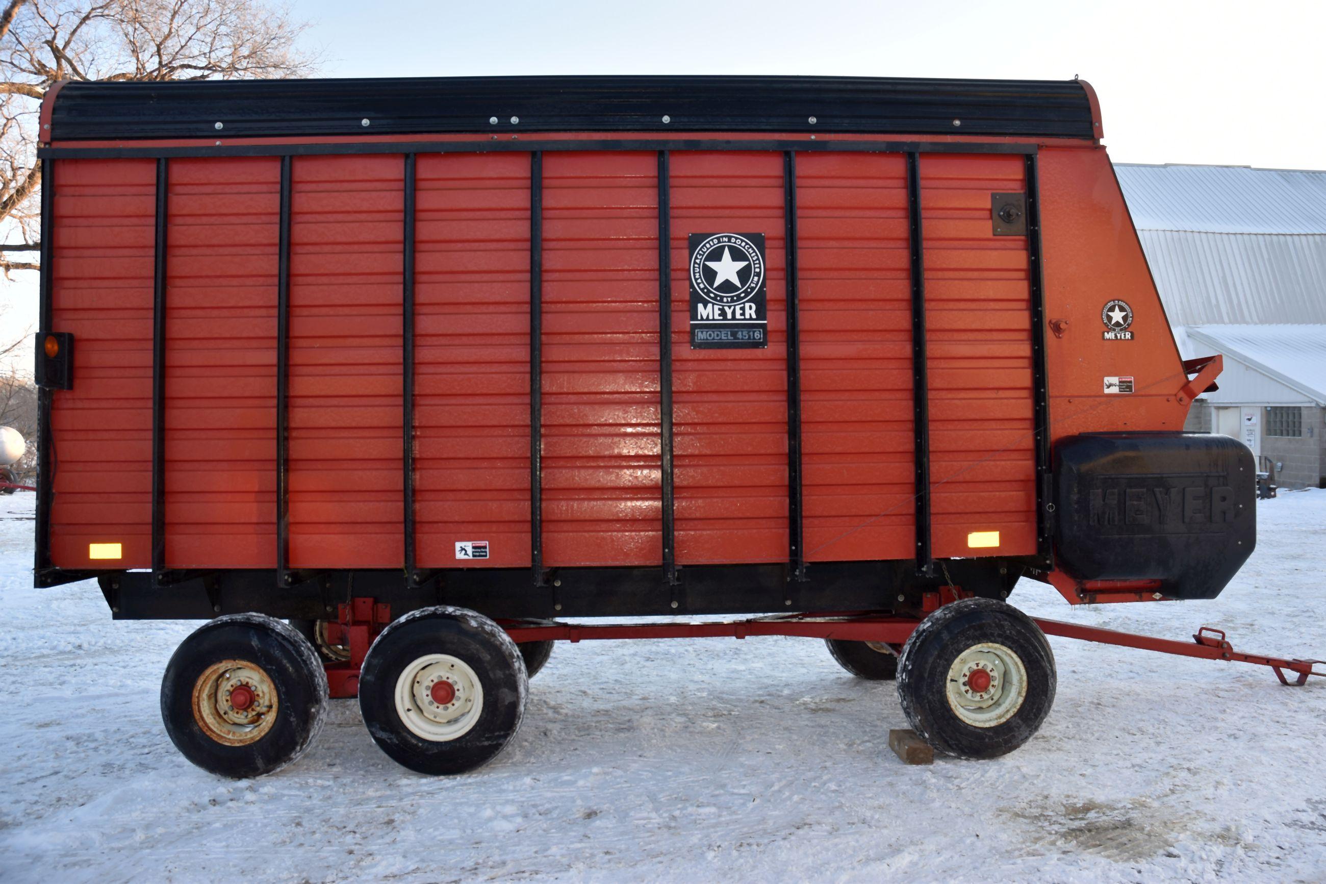 Meyers 4516 TSS Forage Box, 16’, Unload Extension With Meyers 1200 Series Running Gear, 12 Ton Tande