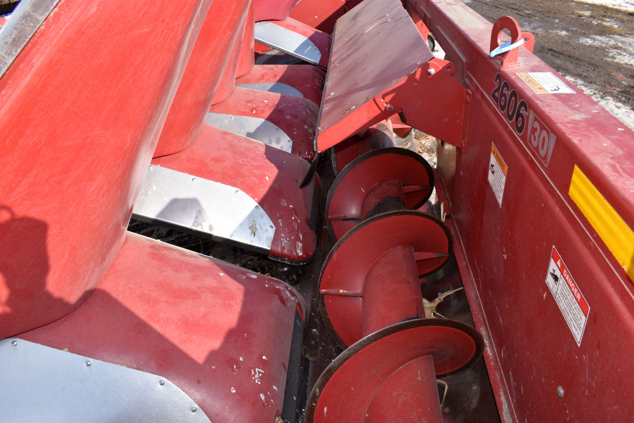 2009 Case IH 2606 Chopping Corn Head, 6 Row 30" Hydraulic Deck Plates, Poly, Very Clean, Field Track