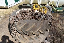 Goodyear 15.5x38 Axle Duals With Hubs and Chains, Came Off JD 2640 Tractor