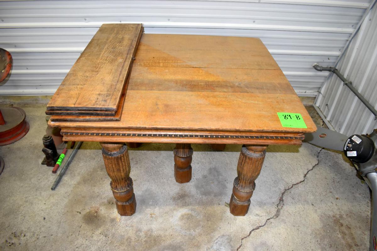 Square Oak Table With 3 Leaves, 42"