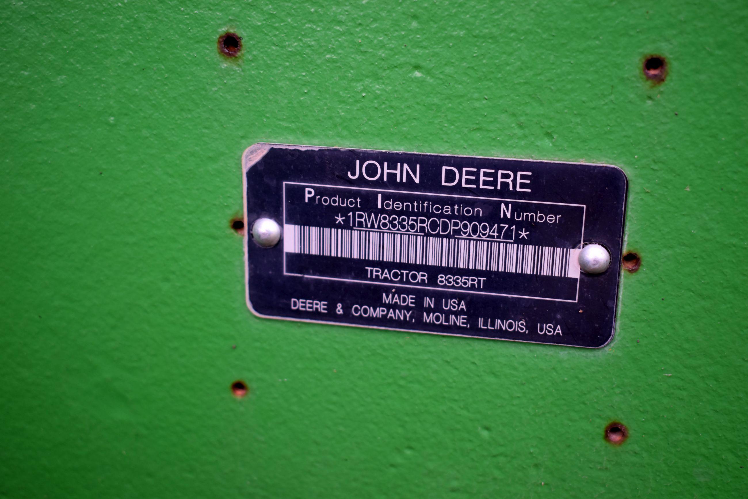 2013 John Deere 8335RT, 3,067 Hours, GS3 Command Center, 3pt, Large 1000PTO, Power Shift, 30” Tracks