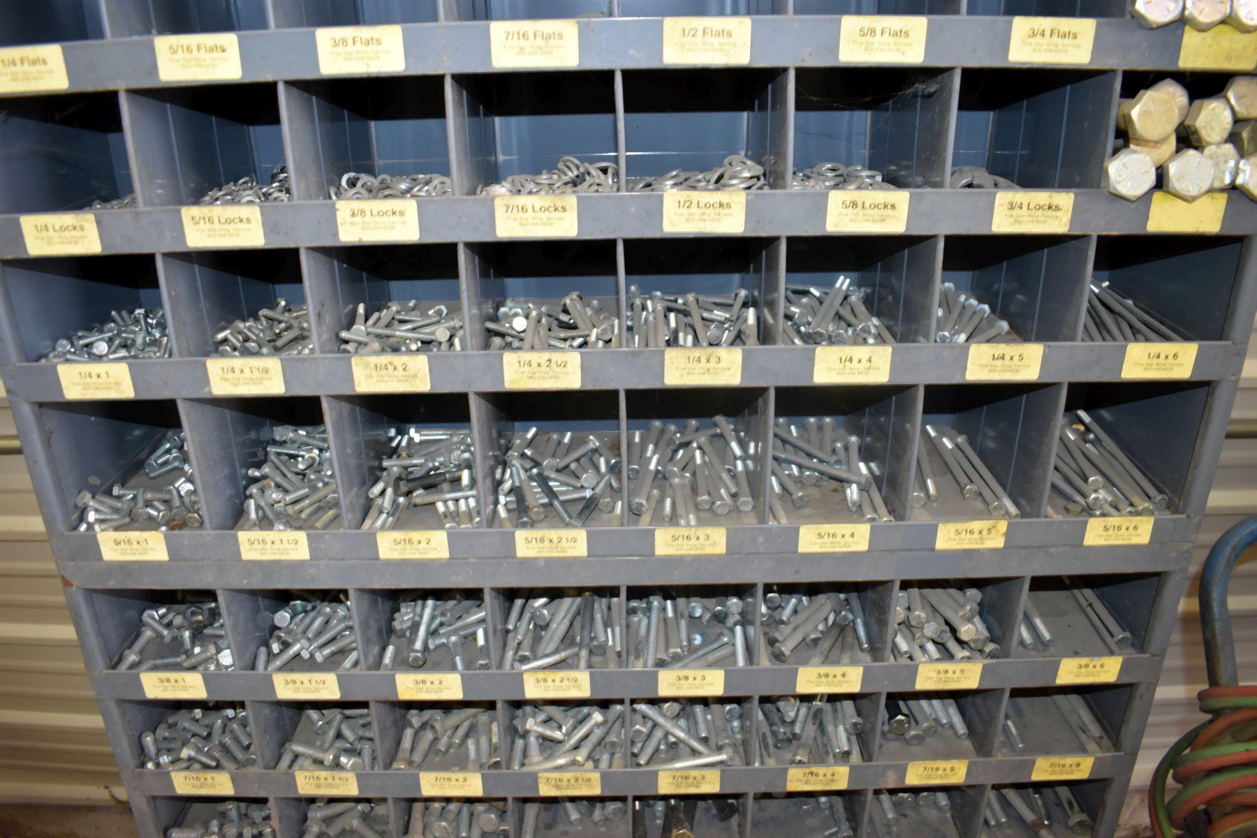 (96) Bin Hardware Caddy with 1/4" to 1" Nuts, Bolts & Washers