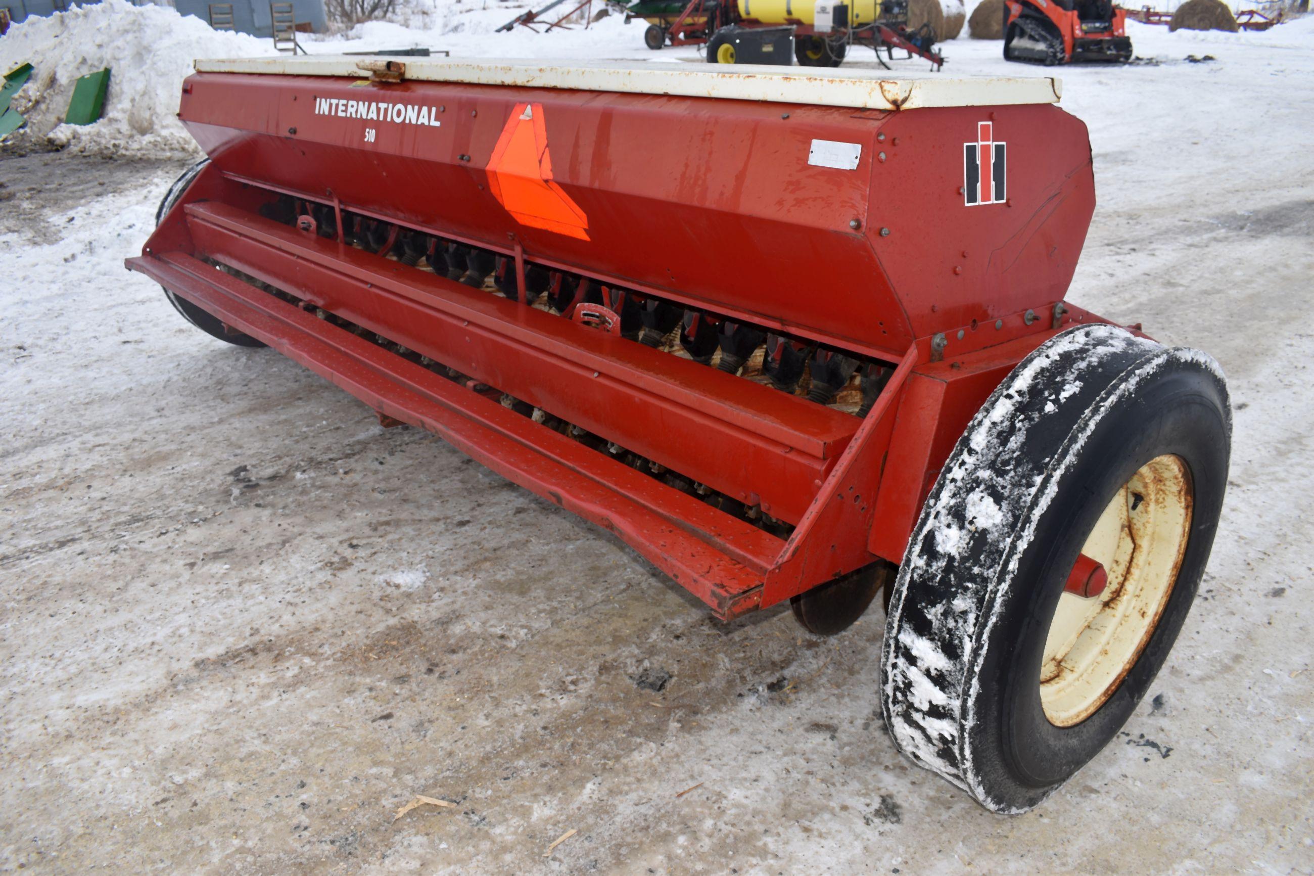 IHC 510 Grain Drill, 12’ x 6” Spacings With Small Seed Attachment, Hydrualic Lift, 7.5x20 Tires, SN: