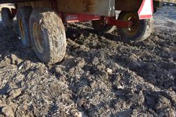 9'x16' Metal Bale Throw Wagon, 12 Ton Kewanee Tandem Running Gear, New Plywood Sheeting Floor