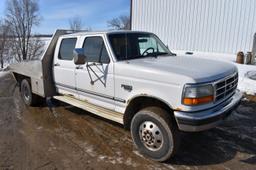 1996 Ford F350 XLT, Dually, 4 Door, 7.3L Turbo Diesel, 4x4, Auto, With 8' Aluma-Line Flat Bed, Miles