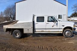 1996 Ford F350 XLT, Dually, 4 Door, 7.3L Turbo Diesel, 4x4, Auto, With 8' Aluma-Line Flat Bed, Miles
