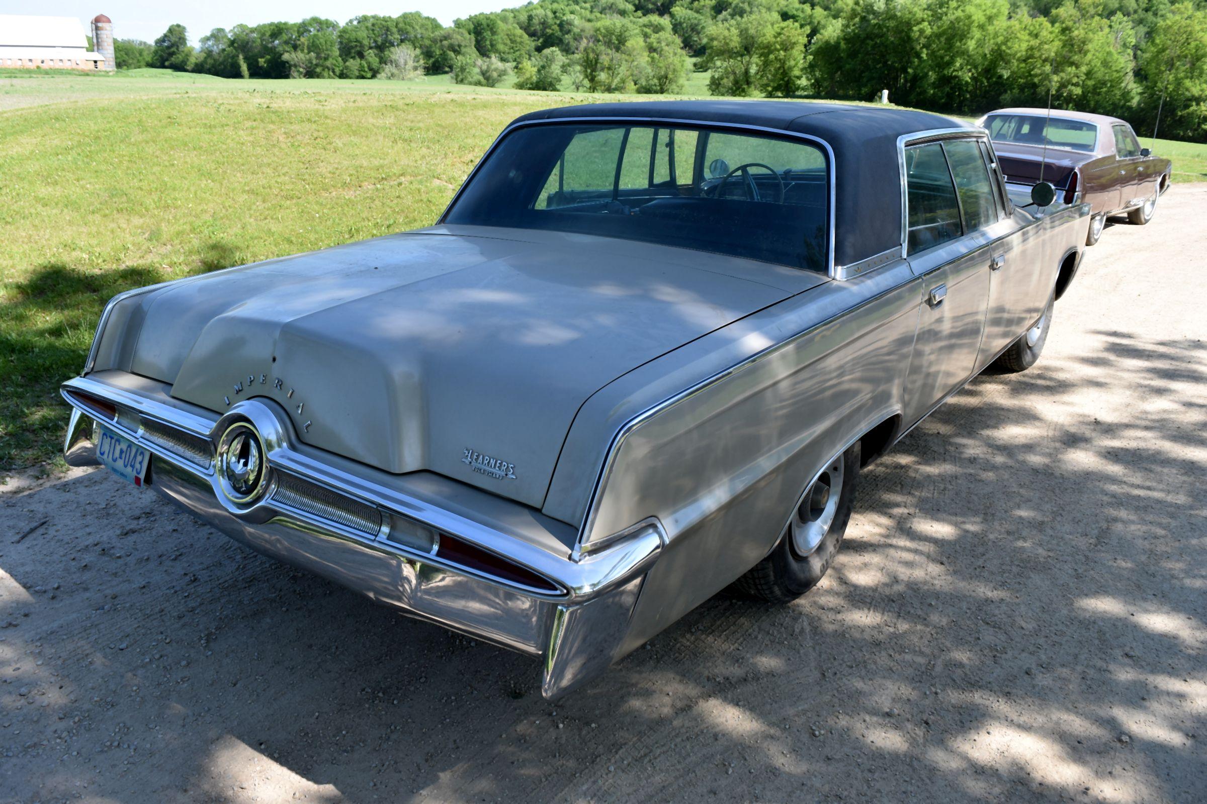 1965 Chrysler Crown  Imperial 4 Door Car, 62,391 Miles, Original Miles, Vinyl Top, Black Leather Int