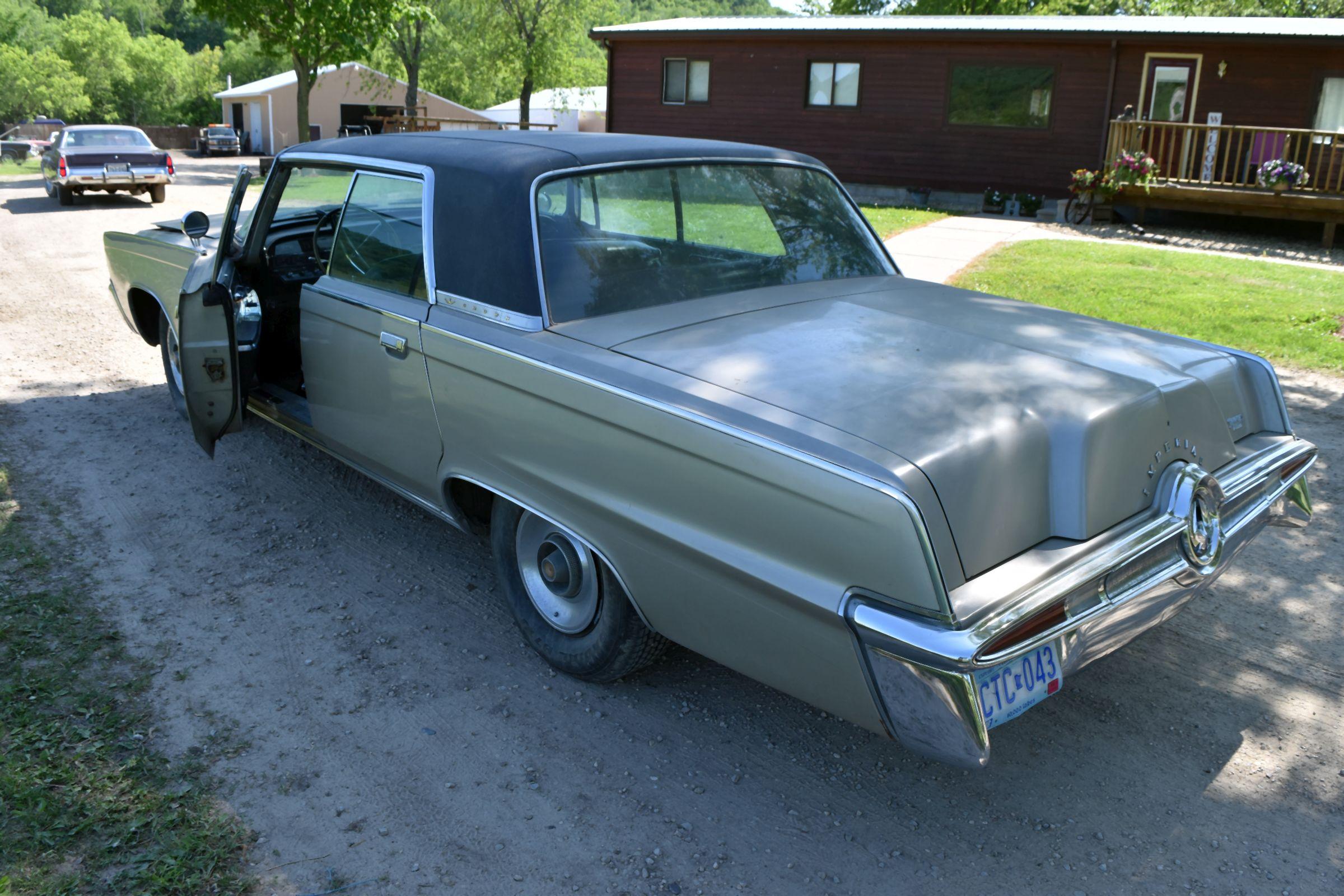 1965 Chrysler Crown  Imperial 4 Door Car, 62,391 Miles, Original Miles, Vinyl Top, Black Leather Int