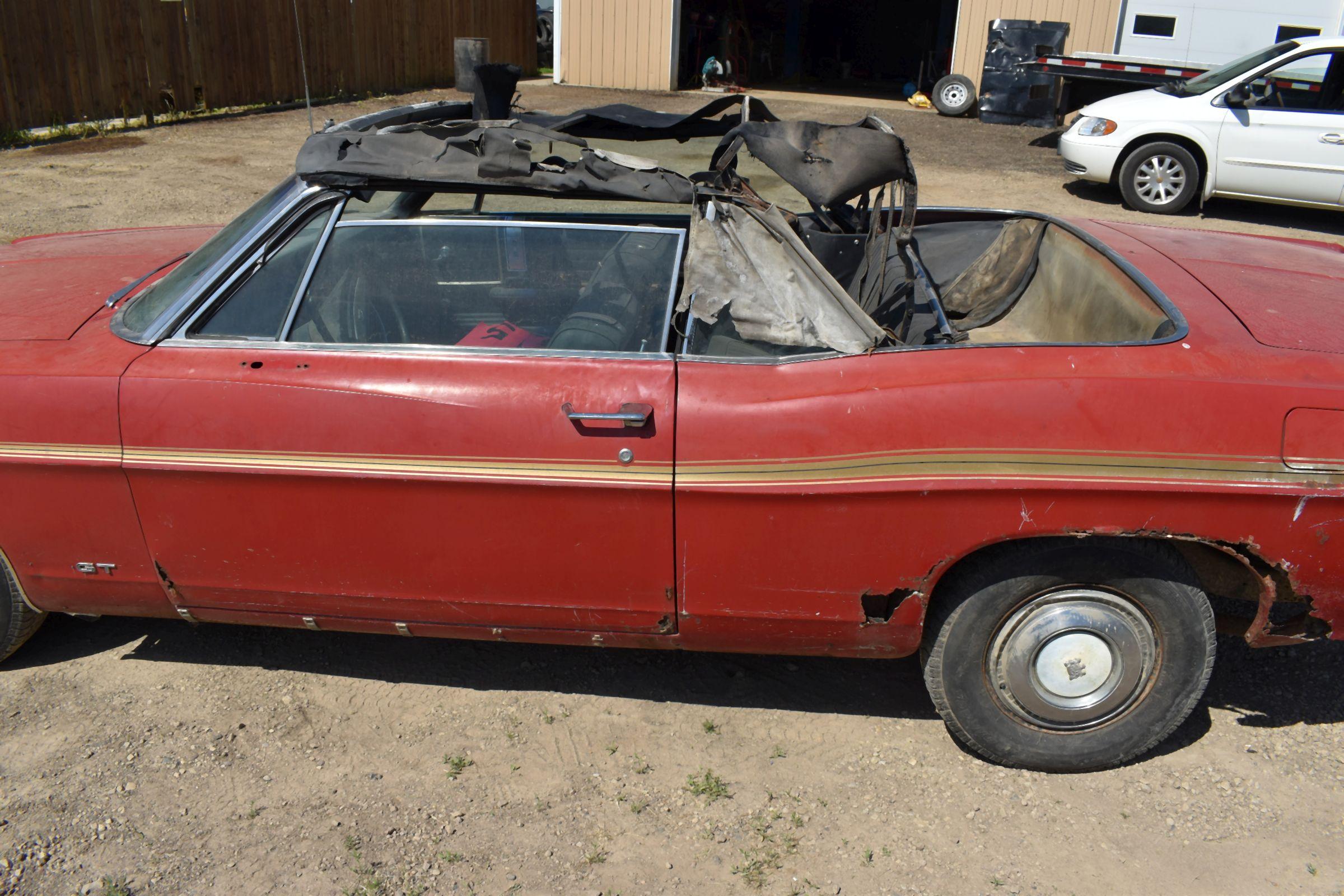 1968 Ford XL GT390 2 Door Convertible Car, 13,832 Miles Showing, Roof Needs Repair, 390 Engine, Auto