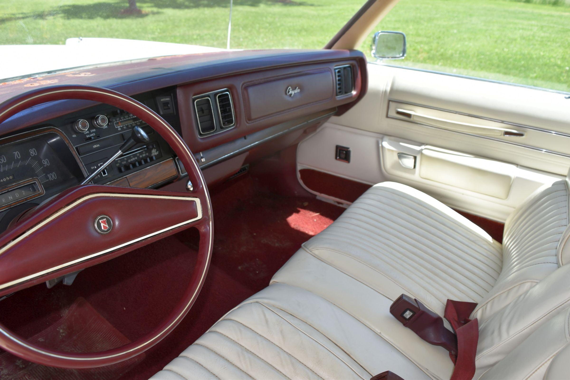 1976 Chrysler Newport Custom 2 Door Car, White In Color, 44,050 Miles, Original Miles, White Leather