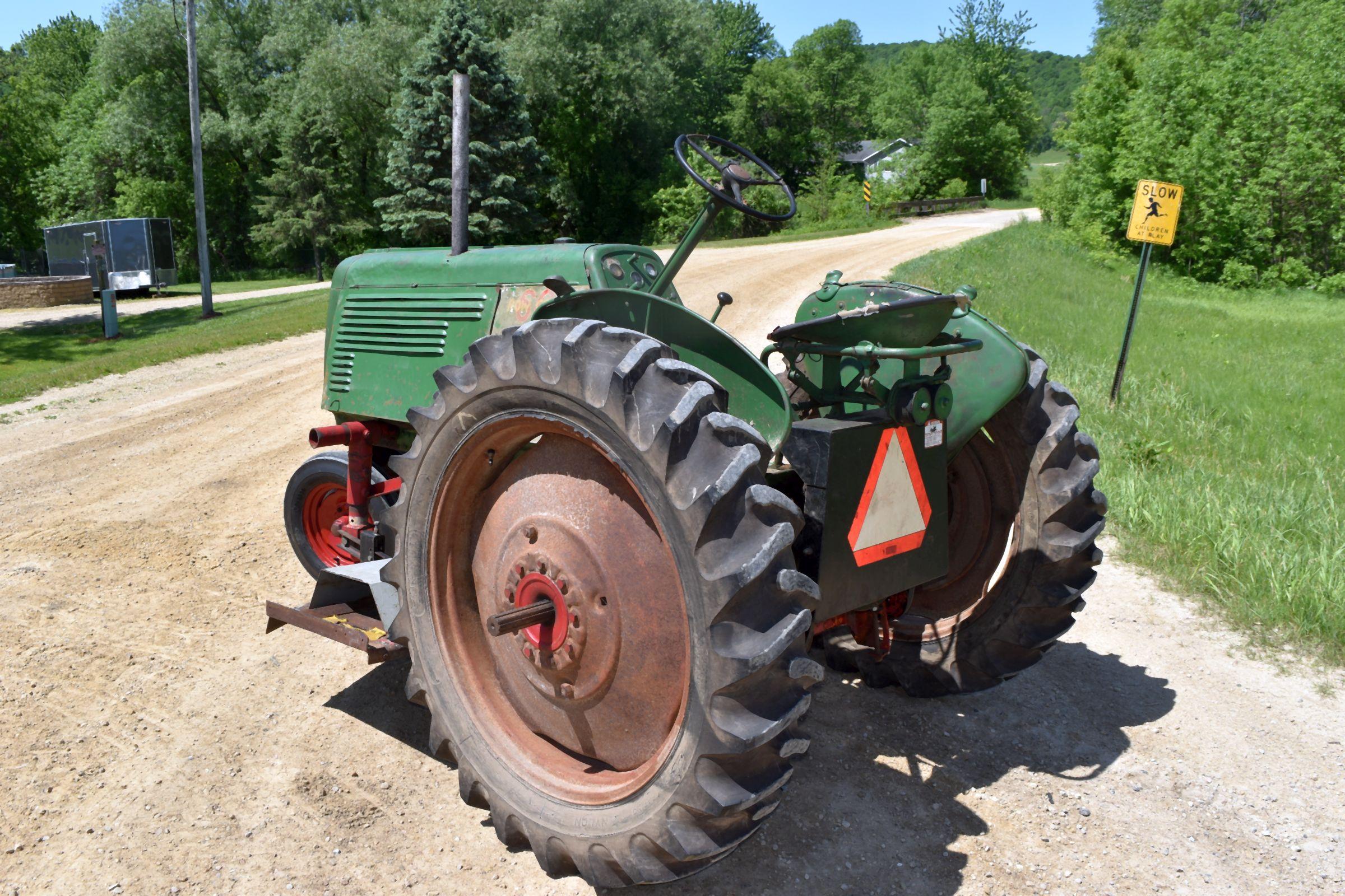 Oliver 60 Row Crop Tractor, Narrow Front, 11.2x36 Tires, Inside Wheel Weights, Clam Shell Fenders, S