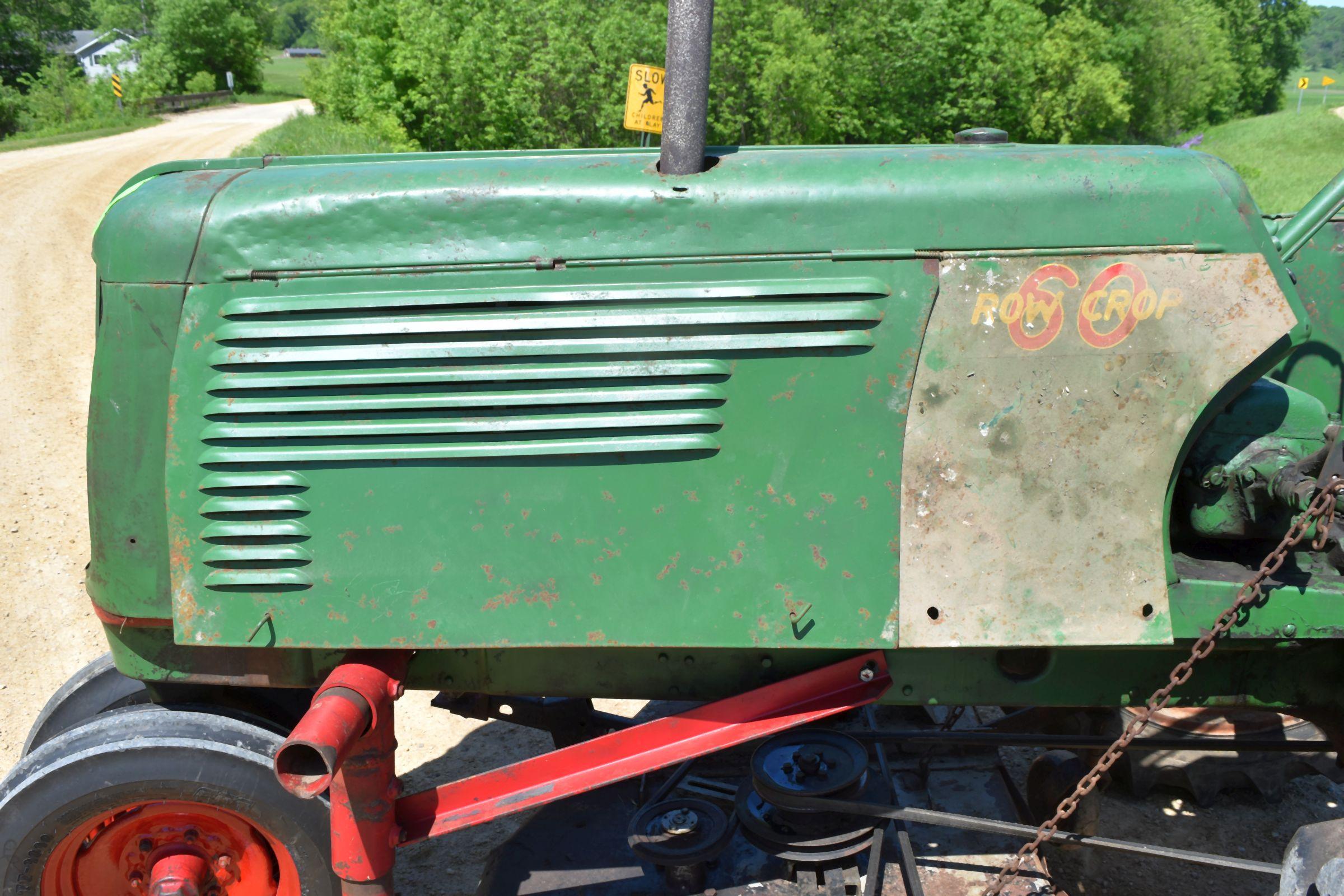 Oliver 60 Row Crop Tractor, Narrow Front, 11.2x36 Tires, Inside Wheel Weights, Clam Shell Fenders, S