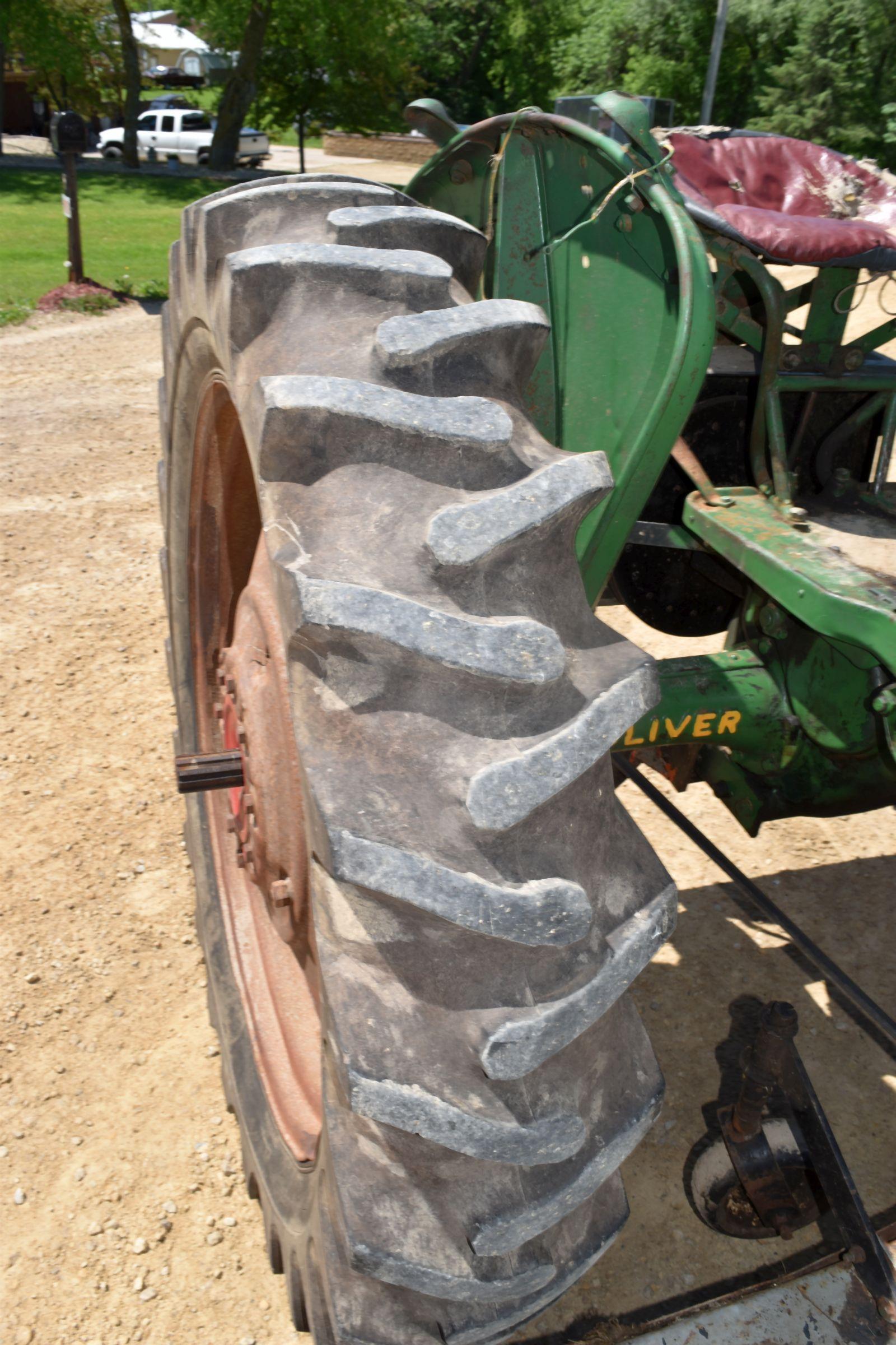 Oliver 60 Row Crop Tractor, Narrow Front, 11.2x36 Tires, Inside Wheel Weights, Clam Shell Fenders, S