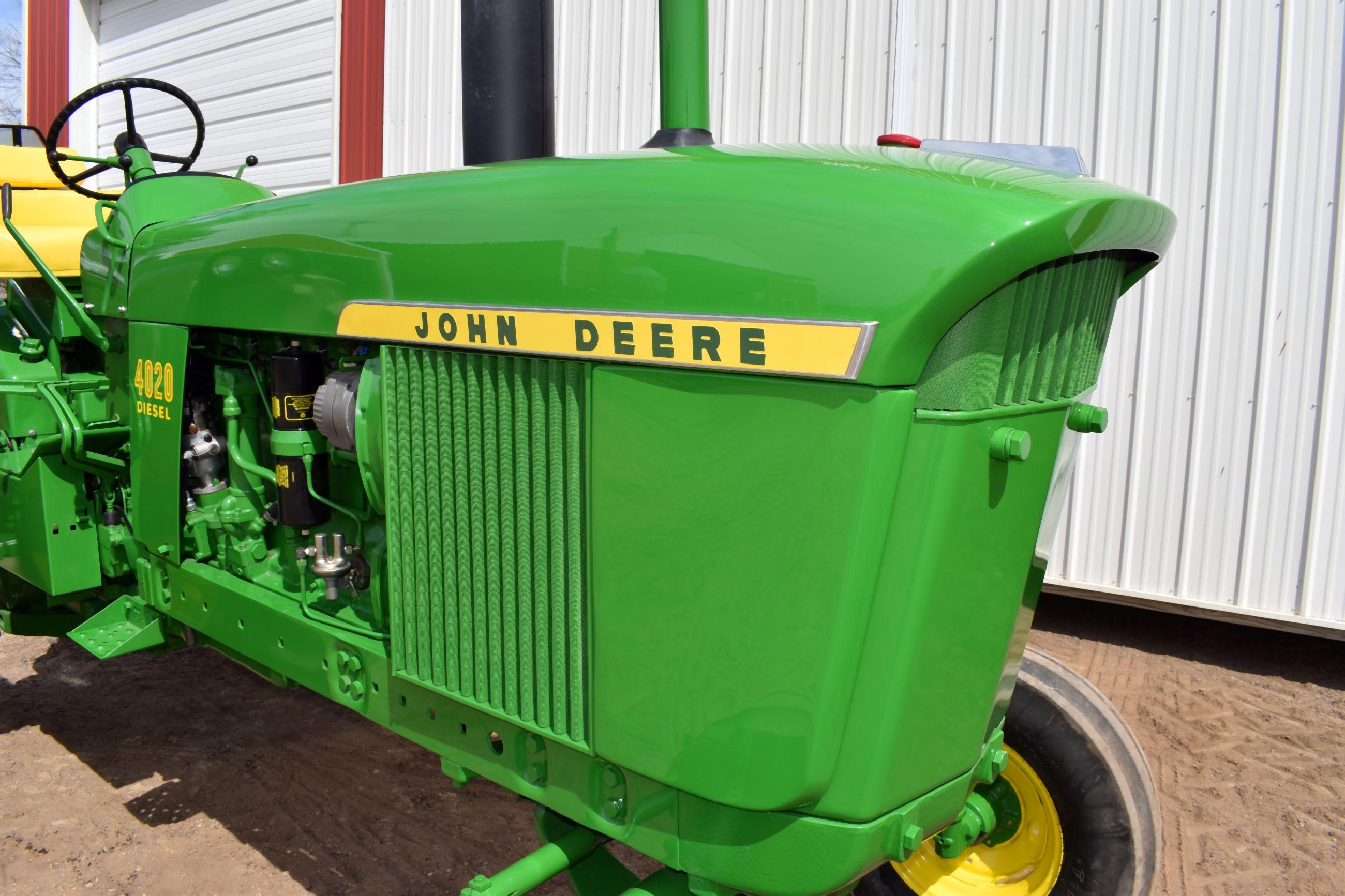 1967 John Deere 4020 Diesel Tractor, Wide Front, Open Station, New 18.4x34 Tires, 2 Hydraulics, 3pt.