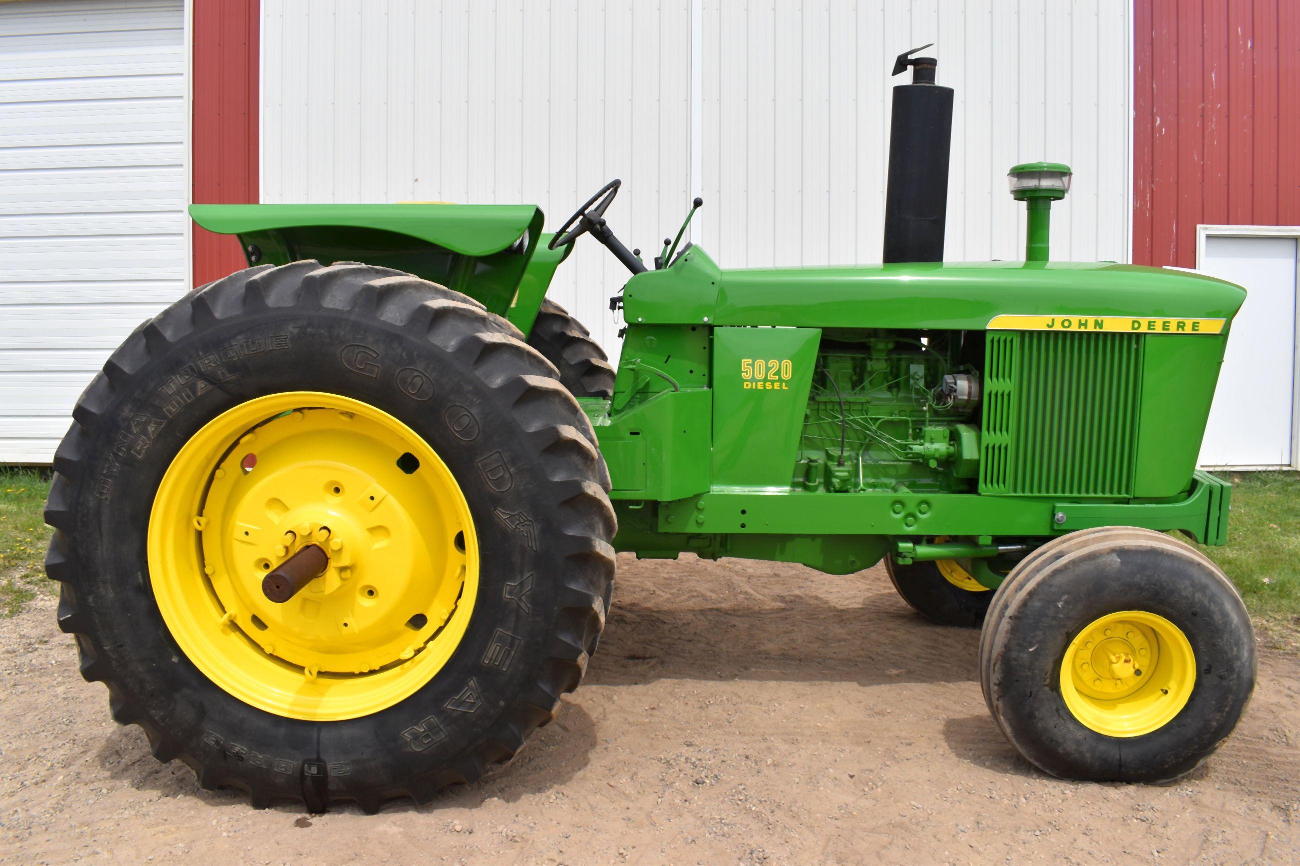 1968 John Deere 5020 Diesel Tractor, Wide Front, Open Station, Front Starter Weights With 2 Slabs, F