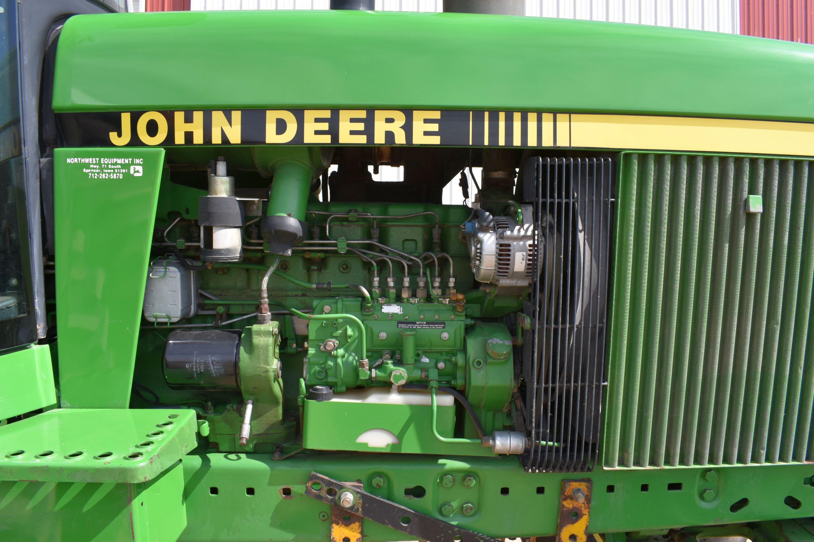 1992 John Deere 4455 2WD Tractor, 6467 Hours, 480/80R42 Duals At 90%, 11 Front Weights, LED Lights,