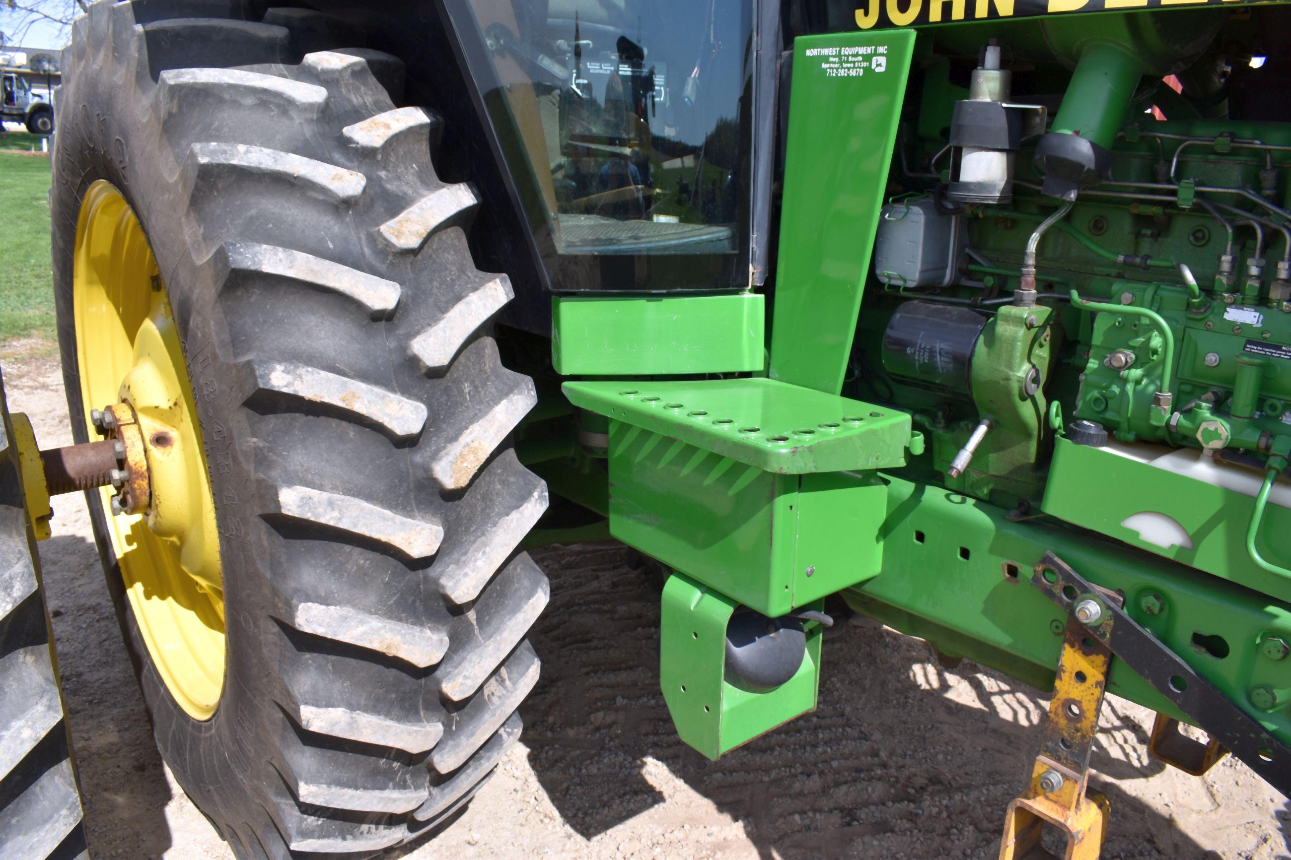 1992 John Deere 4455 2WD Tractor, 6467 Hours, 480/80R42 Duals At 90%, 11 Front Weights, LED Lights,